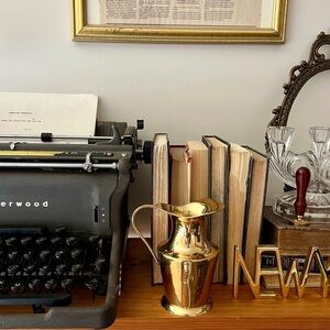 Vintage Stunning Gold Brass Pitcher Vase Decor